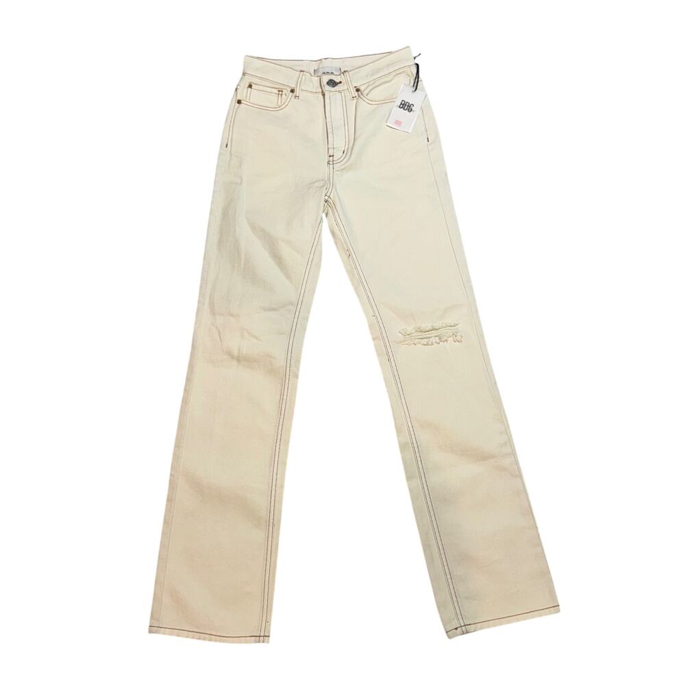 BDG Urban Outfitters Loose Straight Jeans NWT Size 24 Destroyed Ivory High Rise - Picture 14 of 16